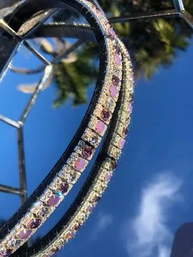 Alternating Light Amethyst, Amethyst Opal and Clear Browband