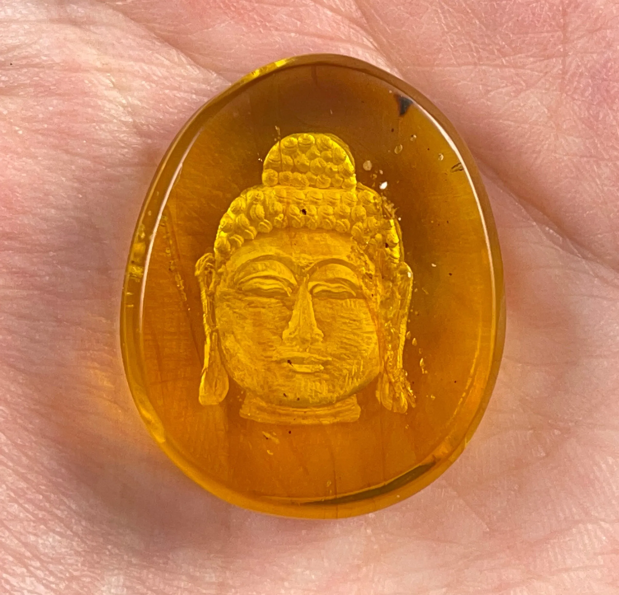 AMBER Crystal Buddha - Crystal Carving, Housewarming Gift, Home Decor, Healing Crystals and Stones, 52550