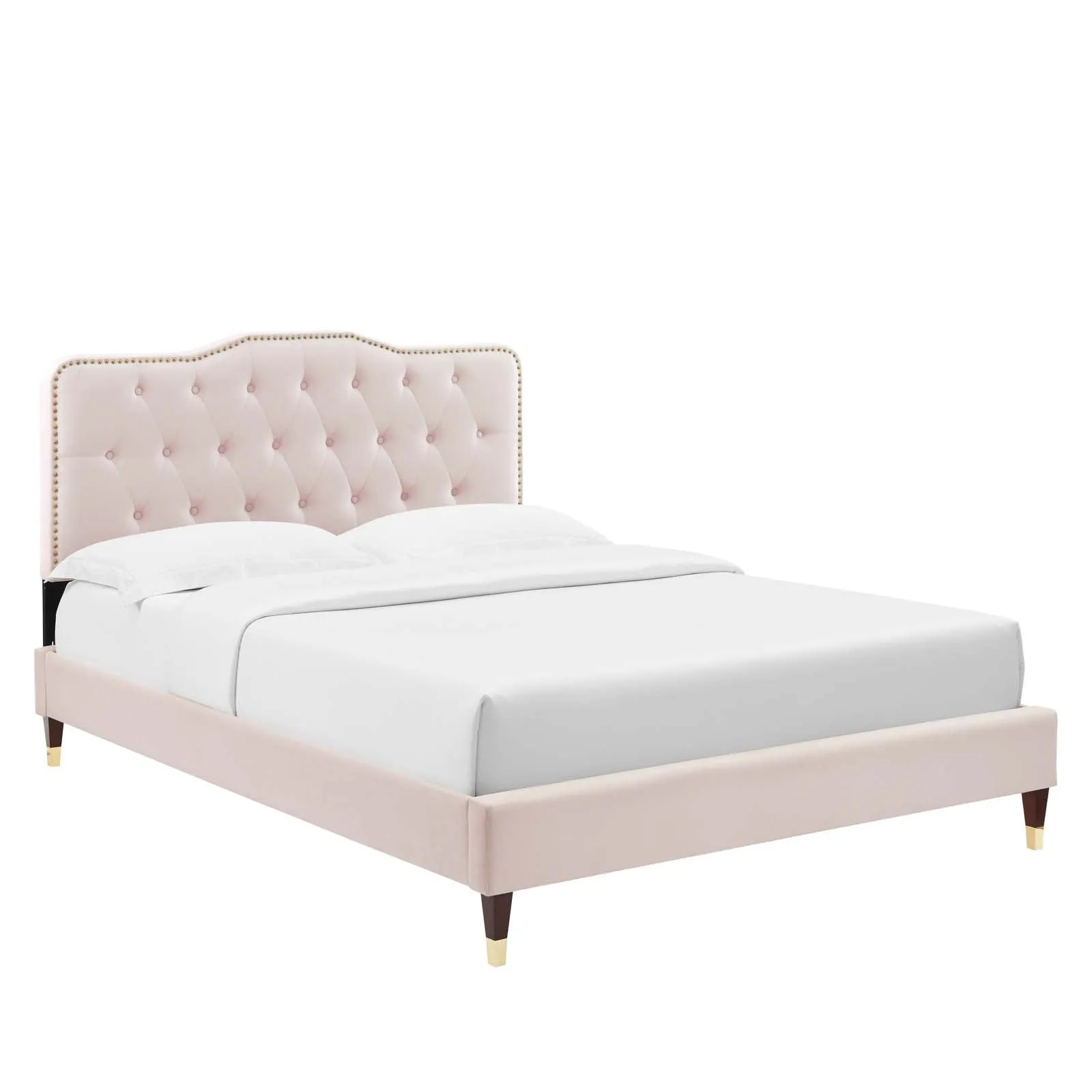 Amber Performance Velvet Queen Platform Bed By Modway - MOD-6776 - Pink