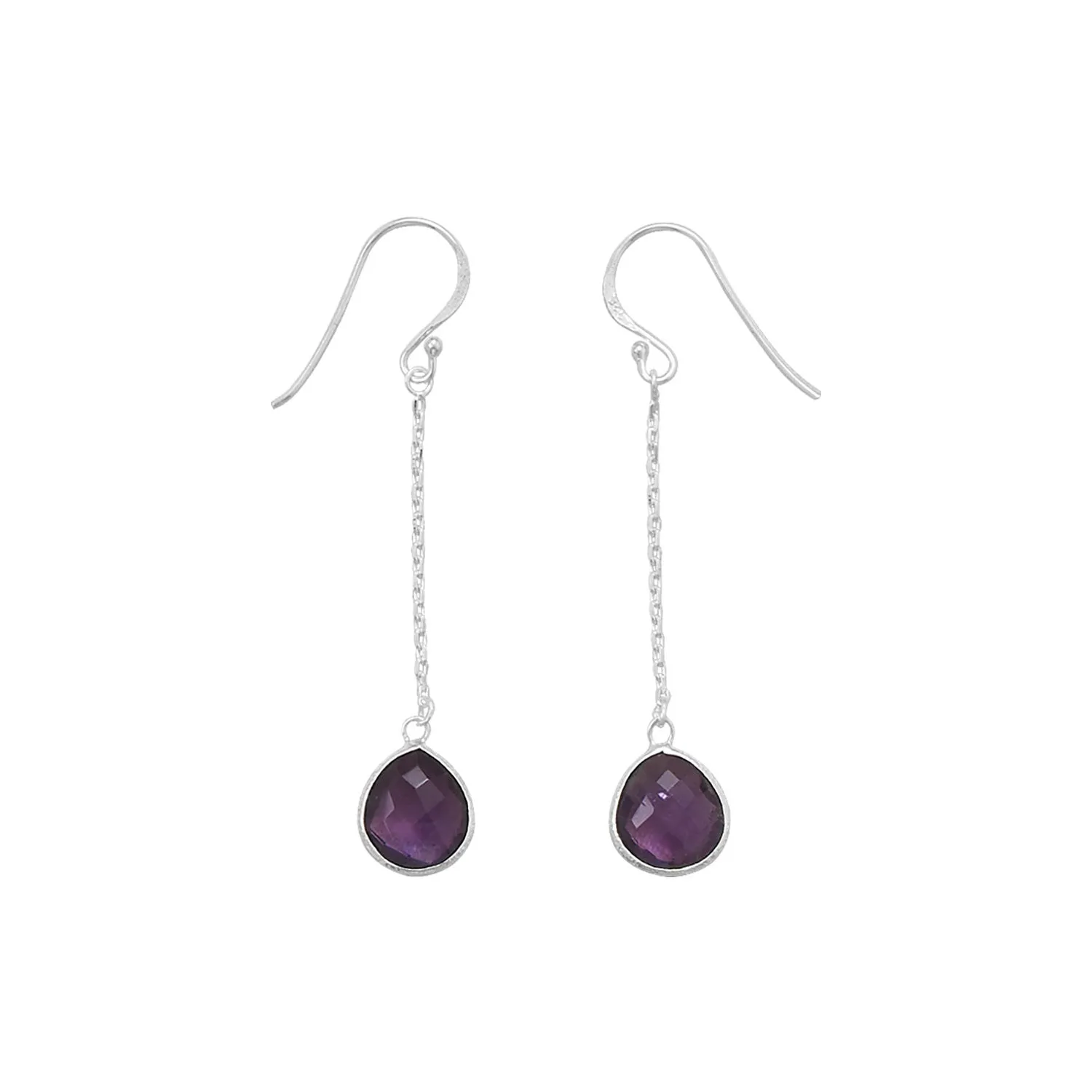 Amethyst Chain Drop Earrings