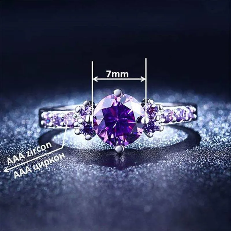 Amethyst Silver Plated Diamond Rings