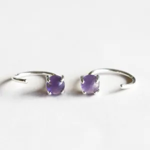 Amethyst Sterling Silver Huggies