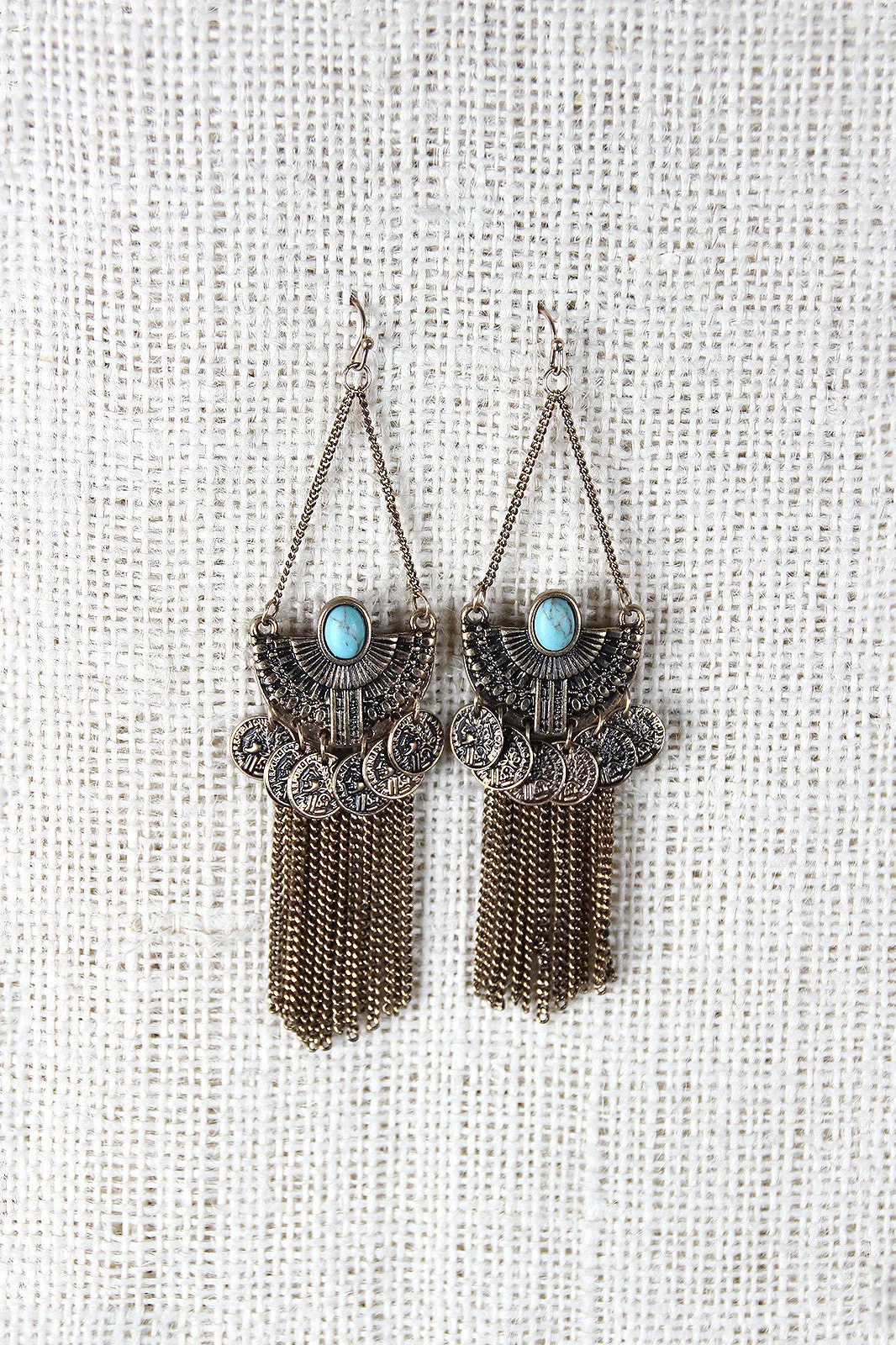 Ancient Semi-Circle Fringe Chain Earrings