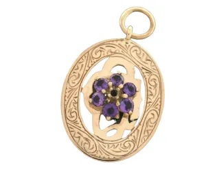 Antique Amethyst 9ct Yellow Gold Suffragette Shield Pendant