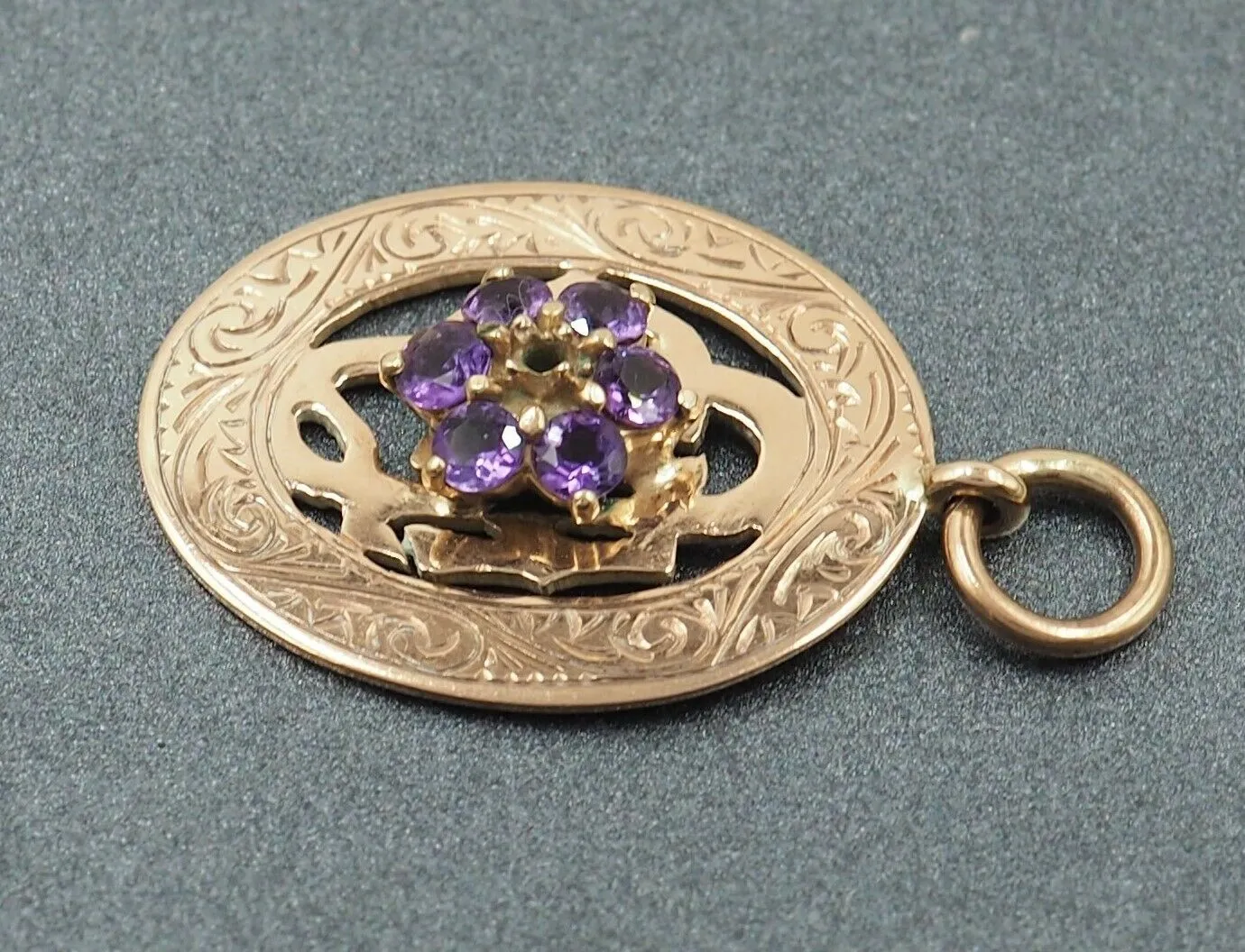 Antique Amethyst 9ct Yellow Gold Suffragette Shield Pendant