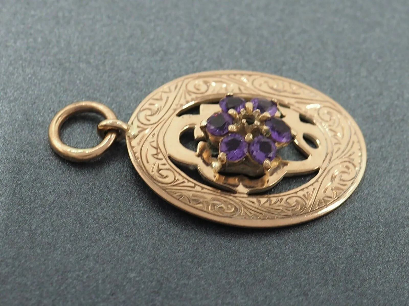 Antique Amethyst 9ct Yellow Gold Suffragette Shield Pendant