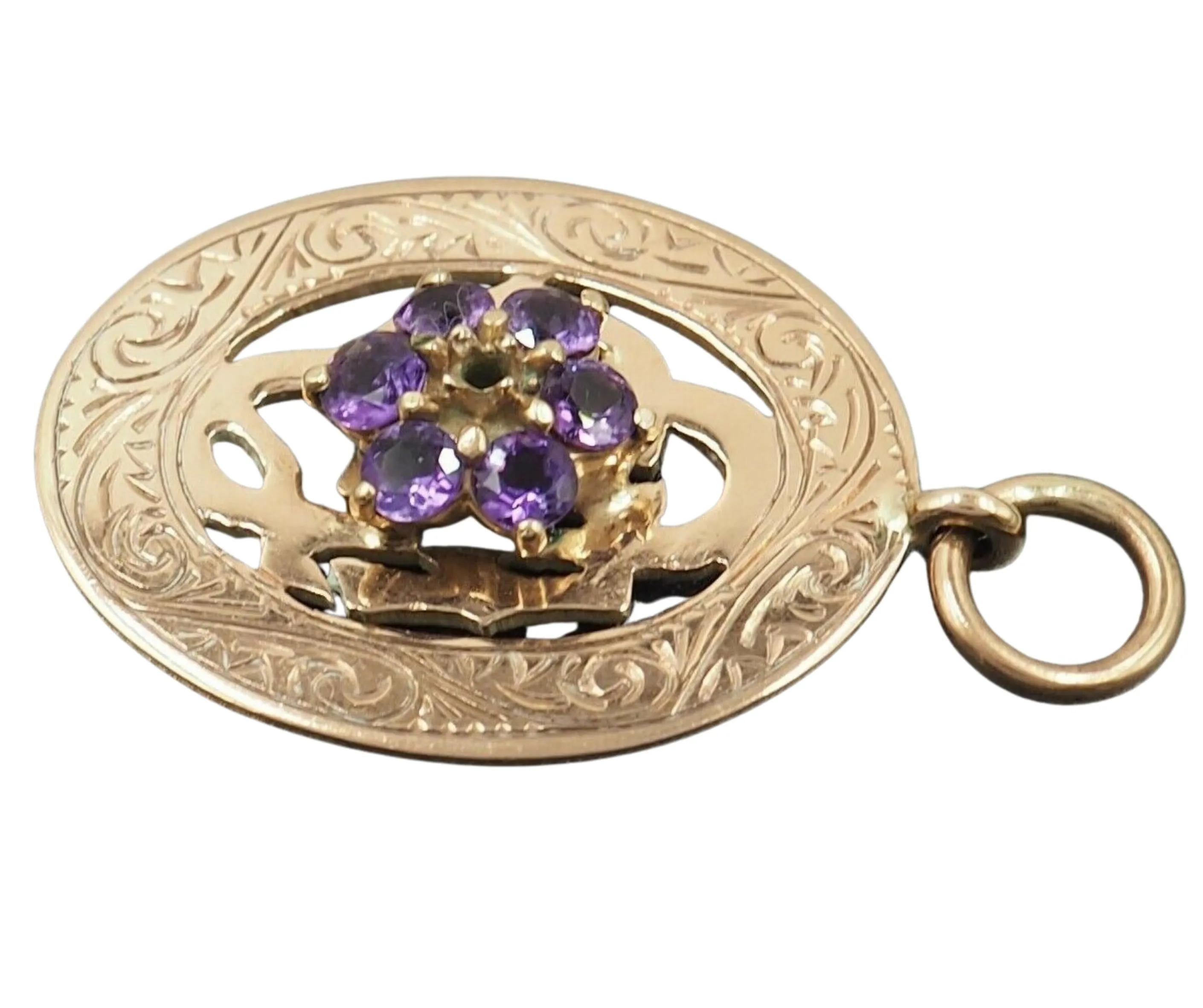 Antique Amethyst 9ct Yellow Gold Suffragette Shield Pendant