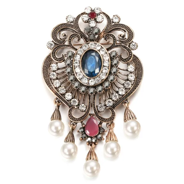 Antique Crystal Brooch Hijab Pin