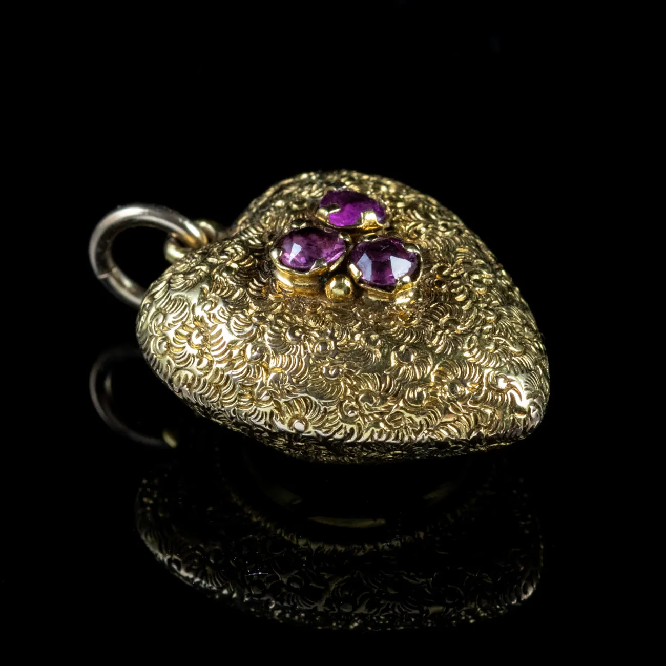 Antique Georgian Amethyst Heart Pendant 18Ct Gold Circa 1800