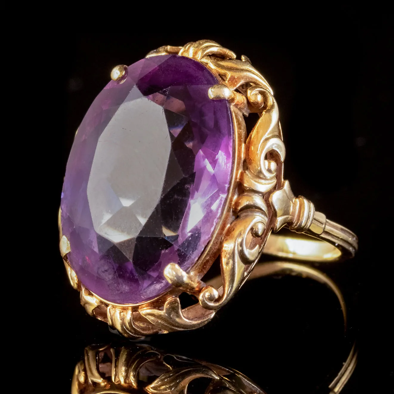 Antique Victorian 16ct Amethyst Ring 15ct Gold Circa 1880