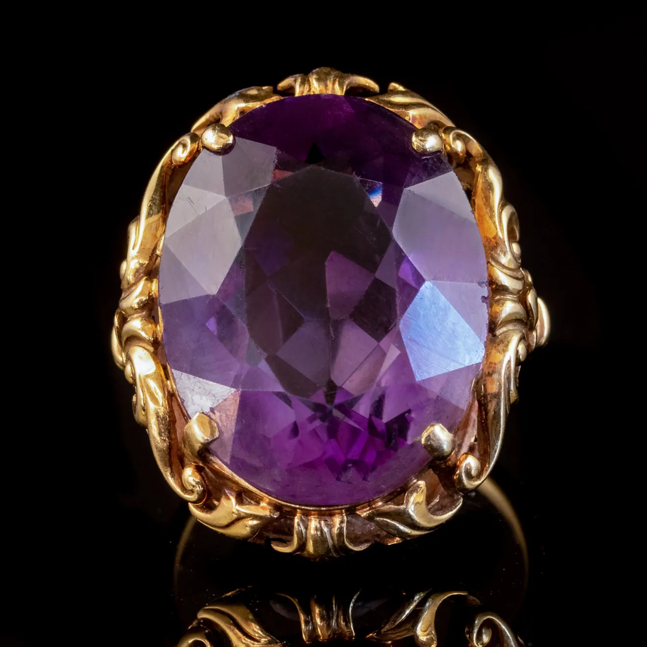 Antique Victorian 16ct Amethyst Ring 15ct Gold Circa 1880