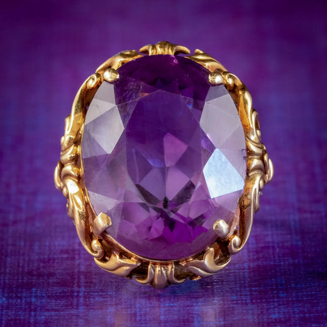 Antique Victorian 16ct Amethyst Ring 15ct Gold Circa 1880