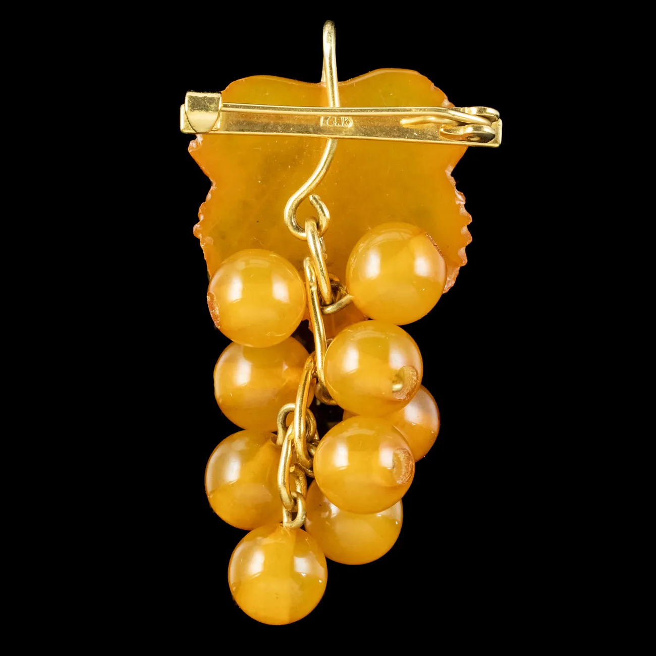 Antique Victorian Amber Grape Vine Brooch