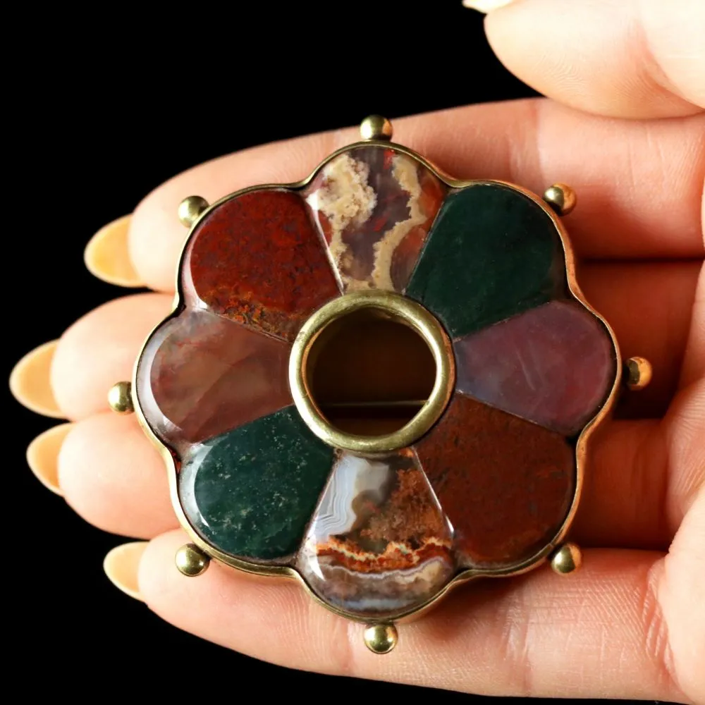 Antique Victorian Large Agate Scottish Brooch Circa 1880