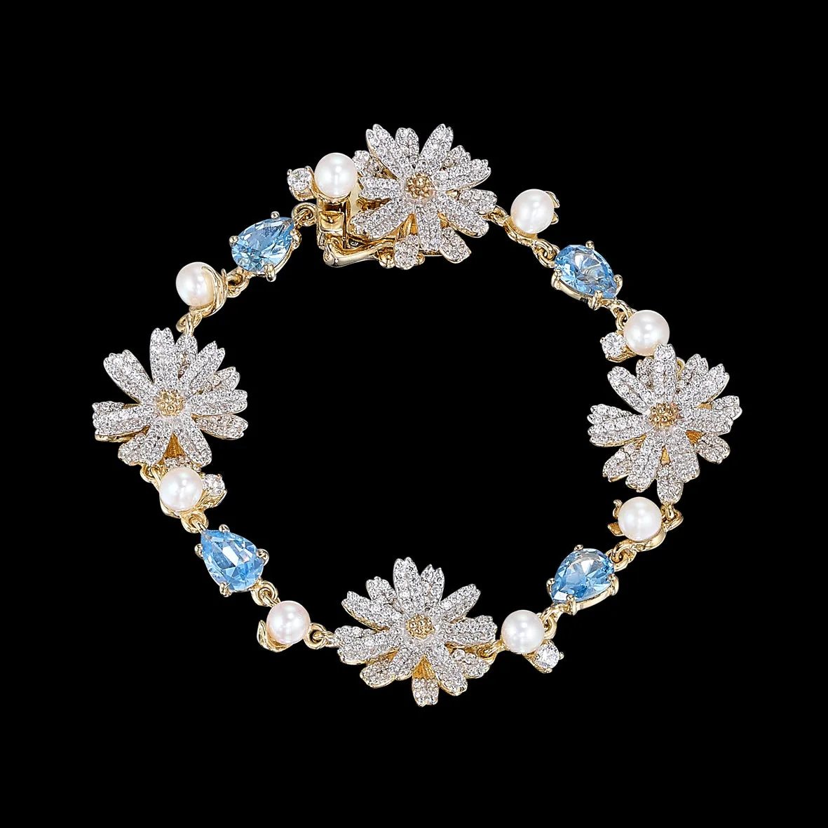 Aqua Daisy Diamond Bracelet