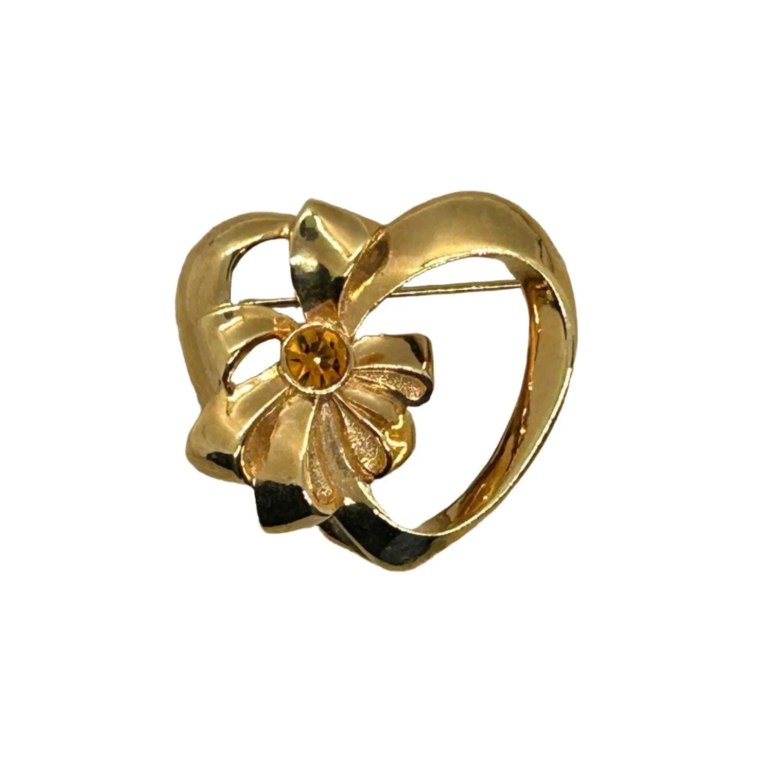 Avon Vintage Heart Pin with Golden November Birthstone (1992)