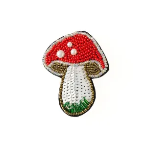 Beaded Brooch Pin - Mushroom