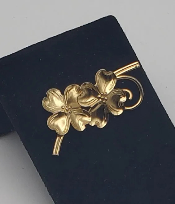 Beau - Vintage Gold Tone Sterling Silver Flowers Brooch