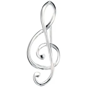 Beginnings Treble Clef Brooch - Silver