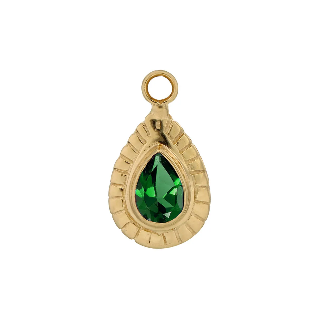 BIG TEARDROP CHARM - GREEN ONYX - GOLD