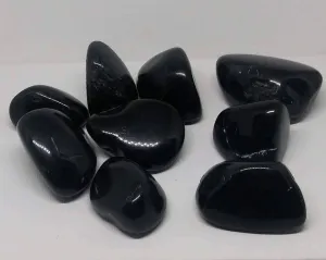 Black Onyx Natural Madagascar Mined tumbled with info card