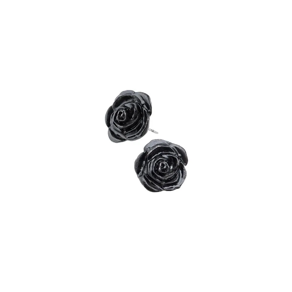 Black Rose Stud Earrings