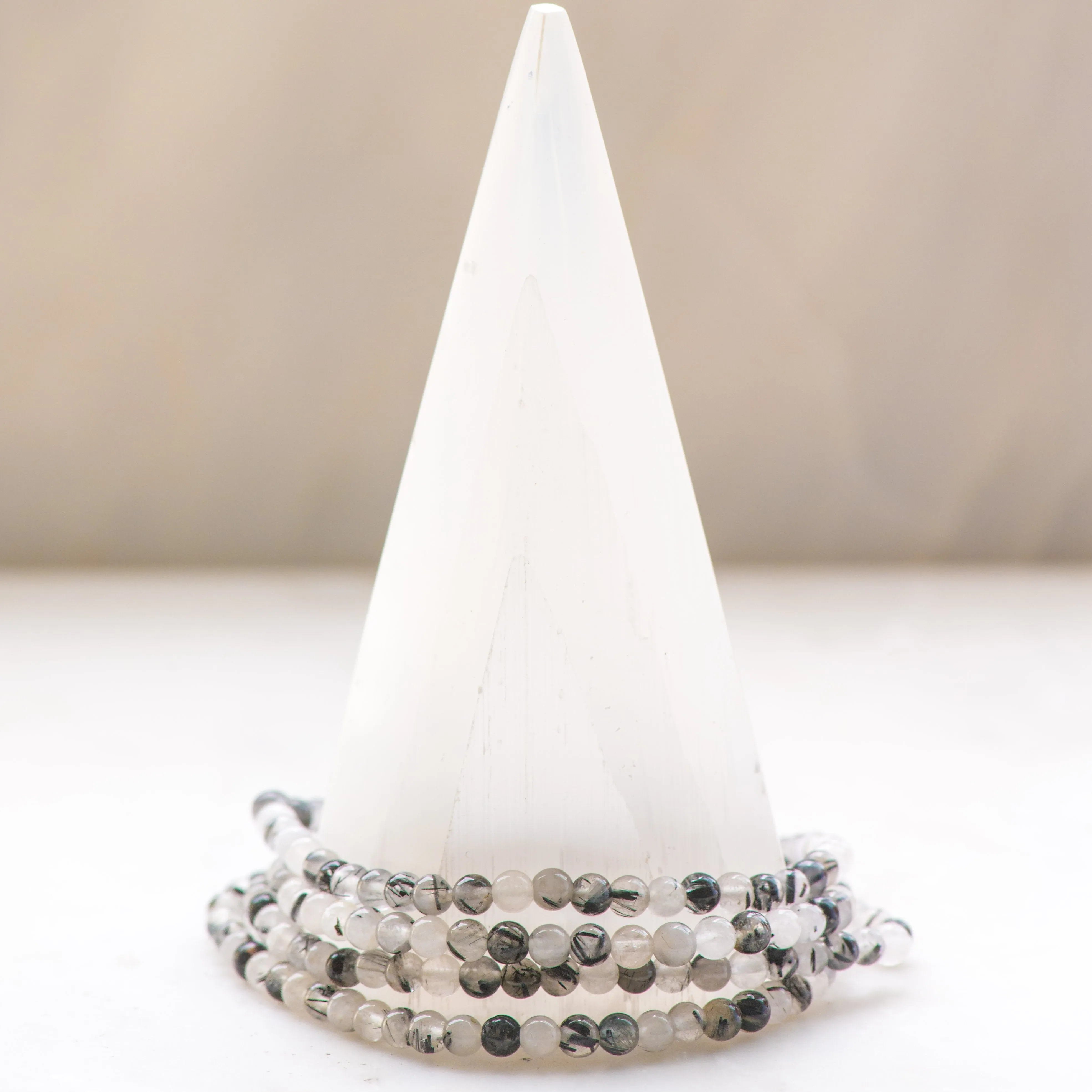 Black Tourmaline with Quartz Dainty Bracelet