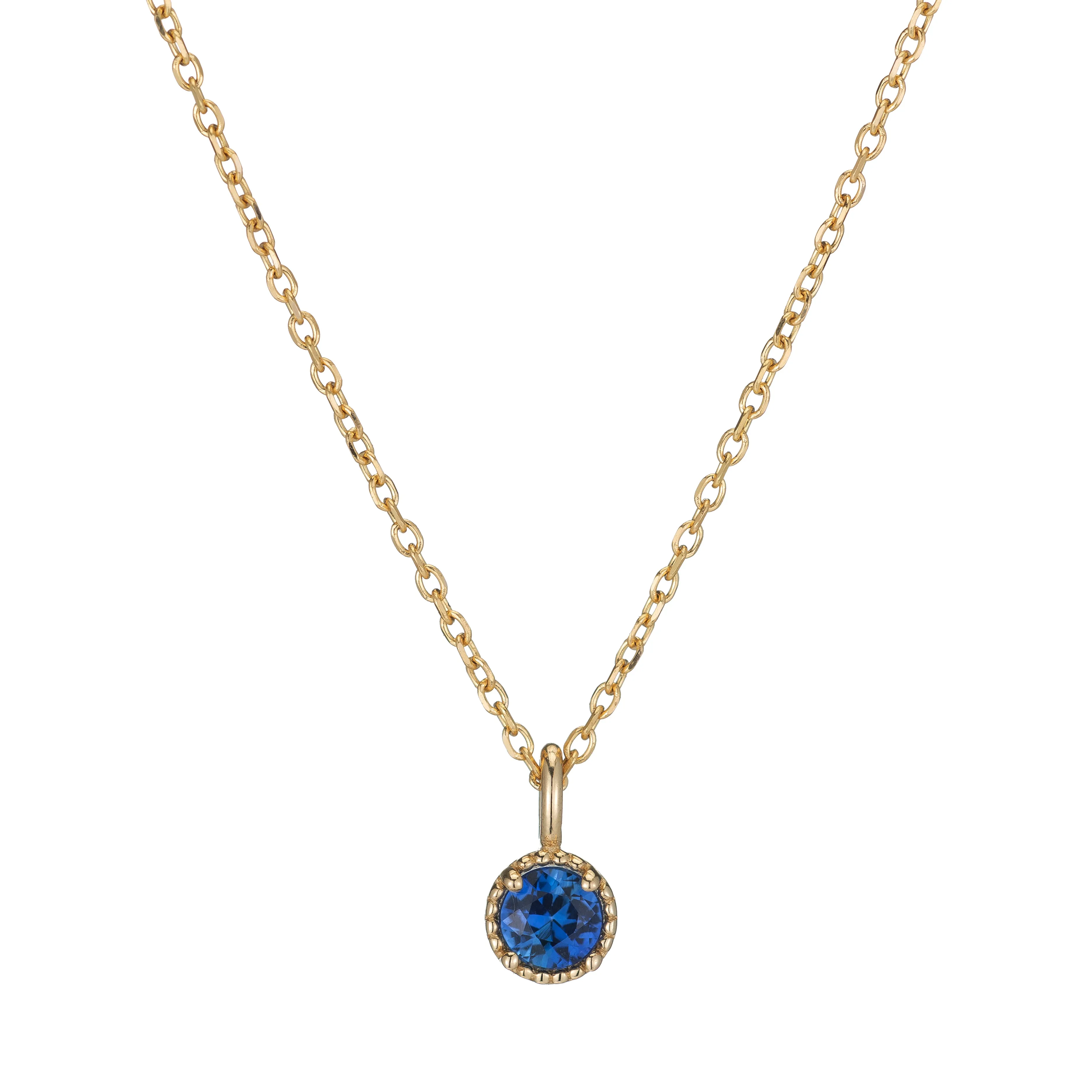 Blue Sapphire Milgrain Necklace