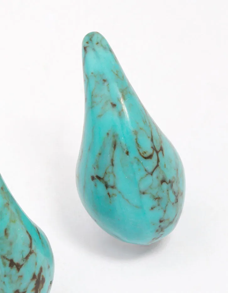 Blue Semi-Precious Teardrop Stud Earrings