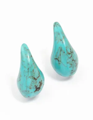 Blue Semi-Precious Teardrop Stud Earrings