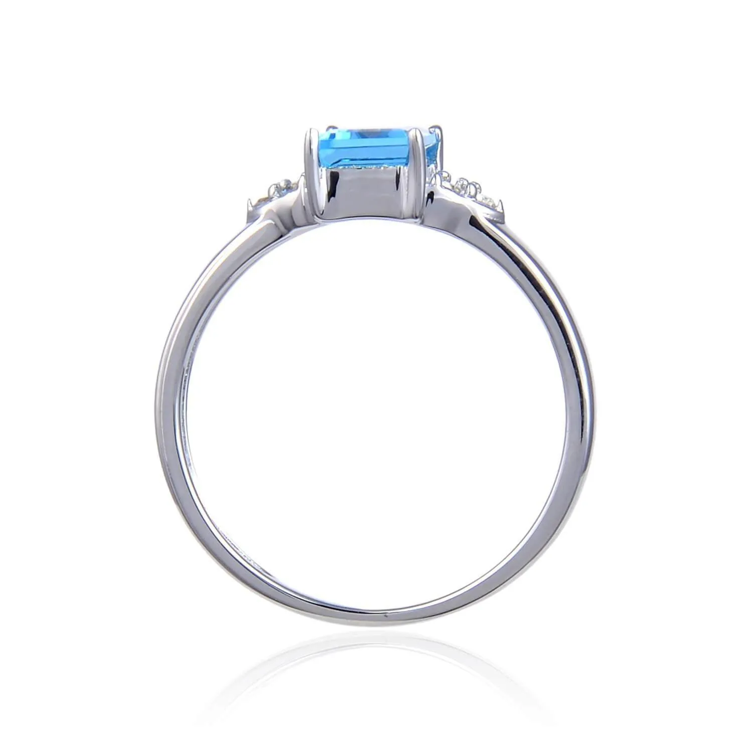 Blue Topaz Emerald Cut Solitaire Ring