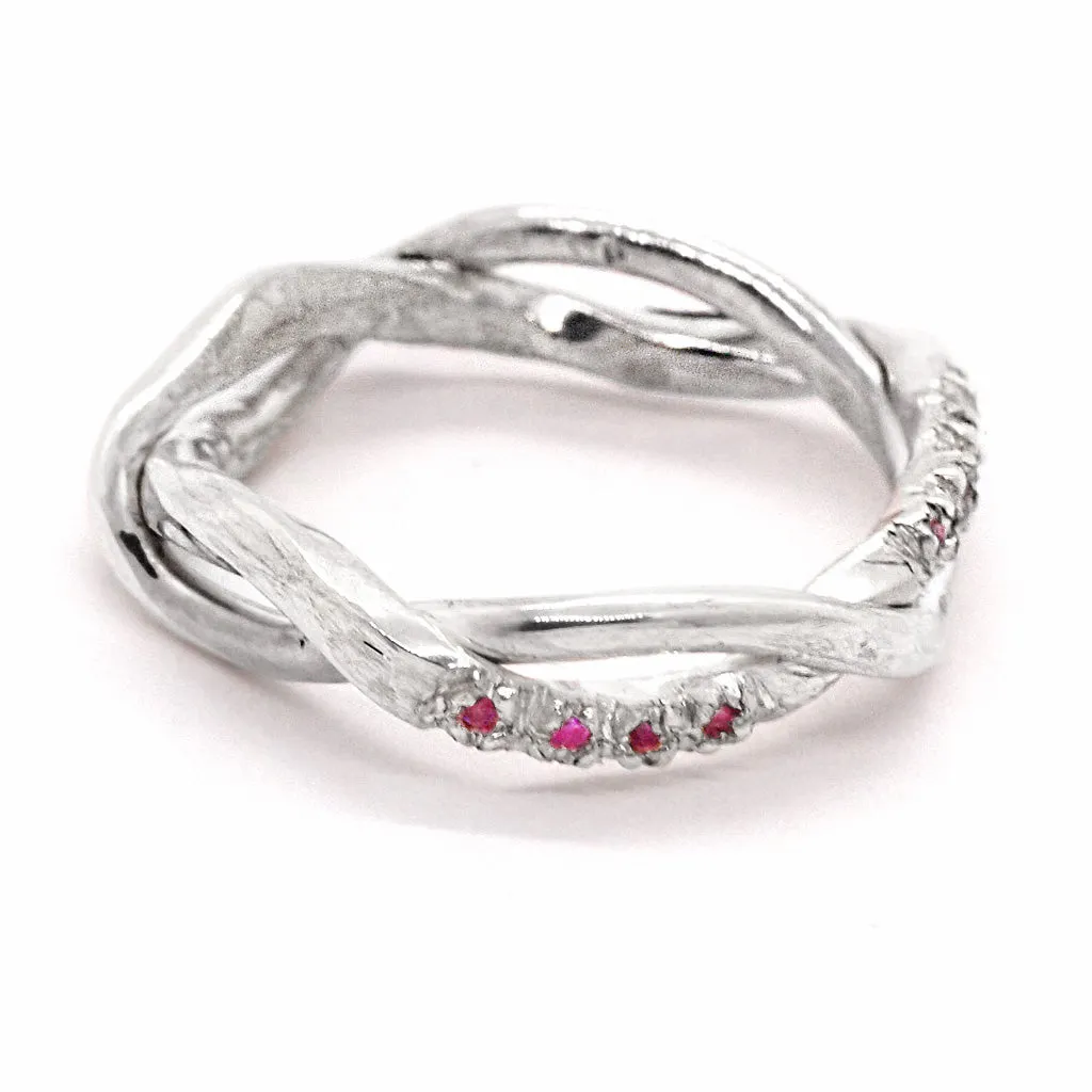 Braided Hot Pink Sapphires Ring (size 6)