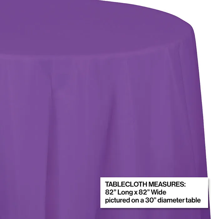 Bulk Amethyst Purple Round 82 inch Plastic Table Covers (12 per Case)