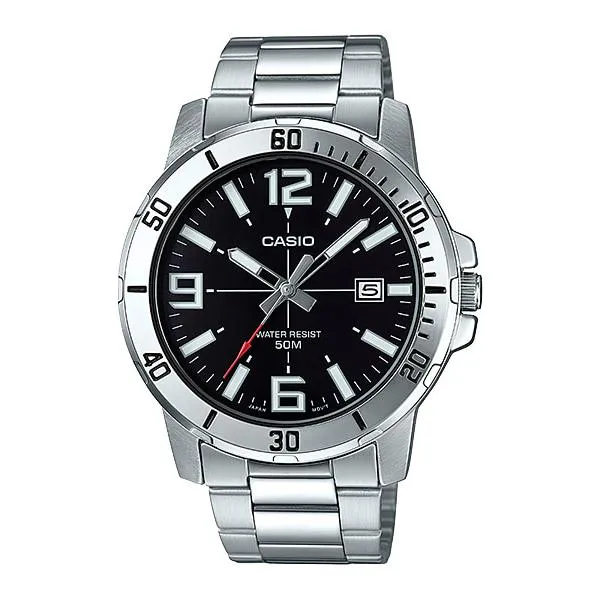 Casio Men's Diver Look Silver Stainless Steel Band Watch MTPVD01D-1B MTP-VD01D-1B