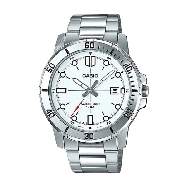 Casio Men's Diver Look Silver Stainless Steel Band Watch MTPVD01D-7E MTP-VD01D-7E