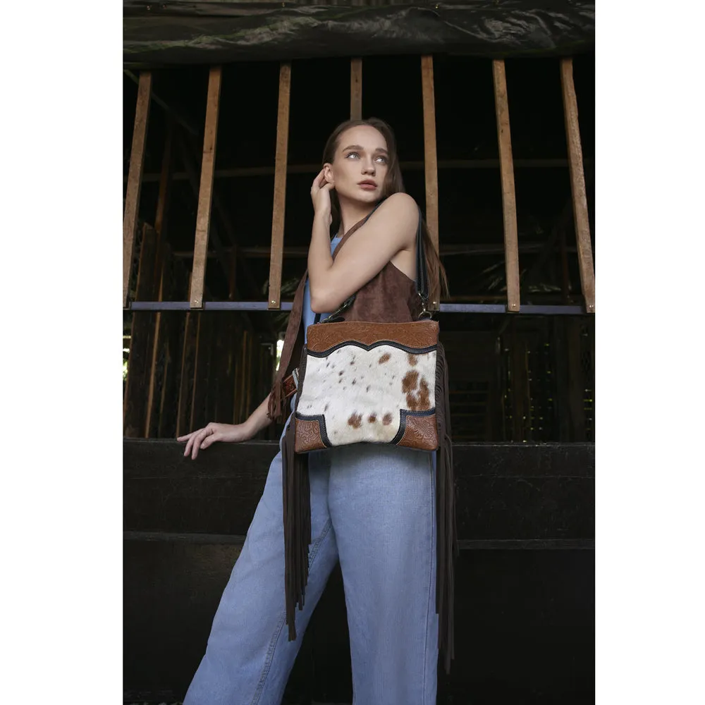 Cattle Drive Fringed Canvas & Hairon Bag