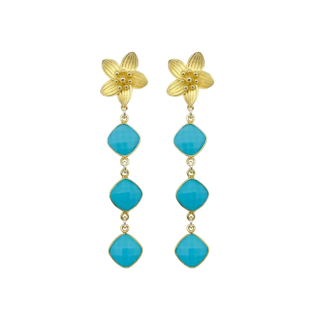 Cecile Turquoise Triple Earrings