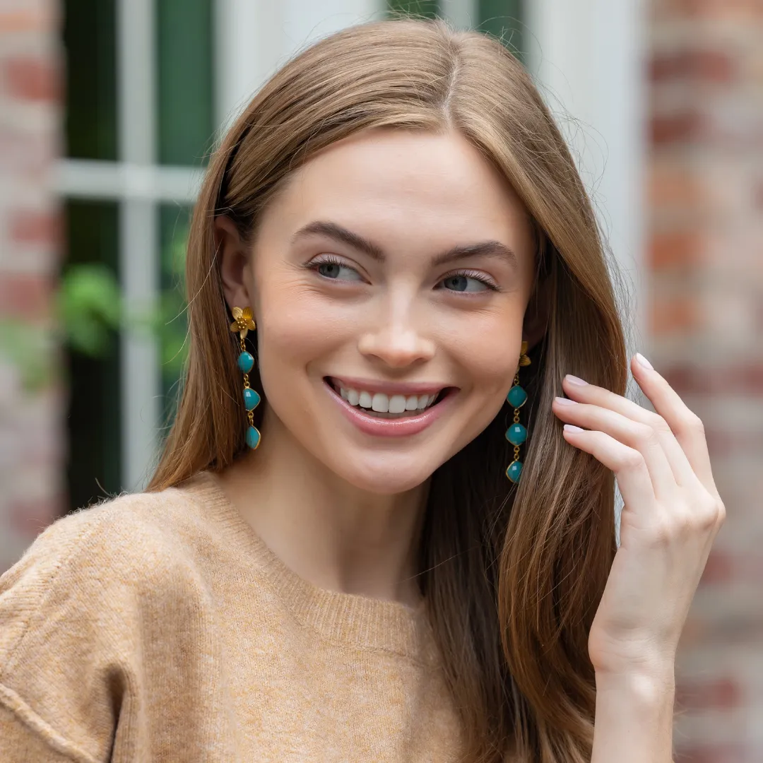 Cecile Turquoise Triple Earrings