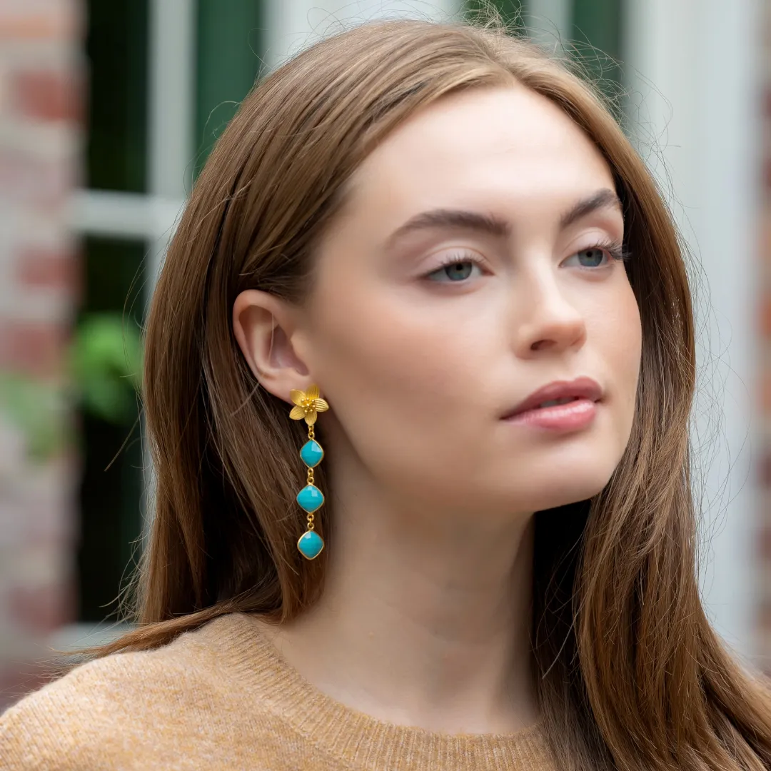 Cecile Turquoise Triple Earrings