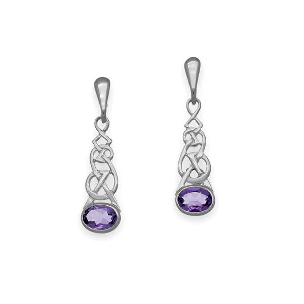 Celtic Silver Earrings CE18 Amethyst