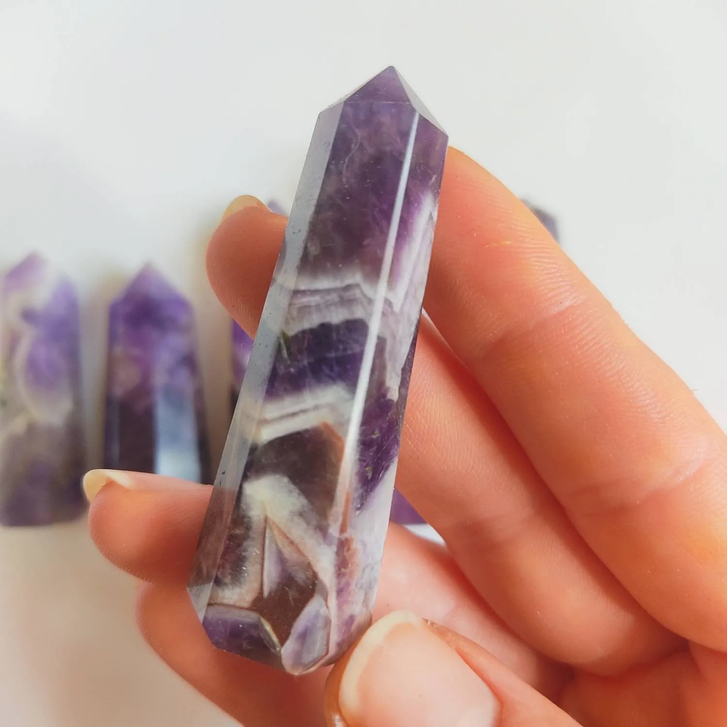 Chevron Amethyst Crystal Obelisk