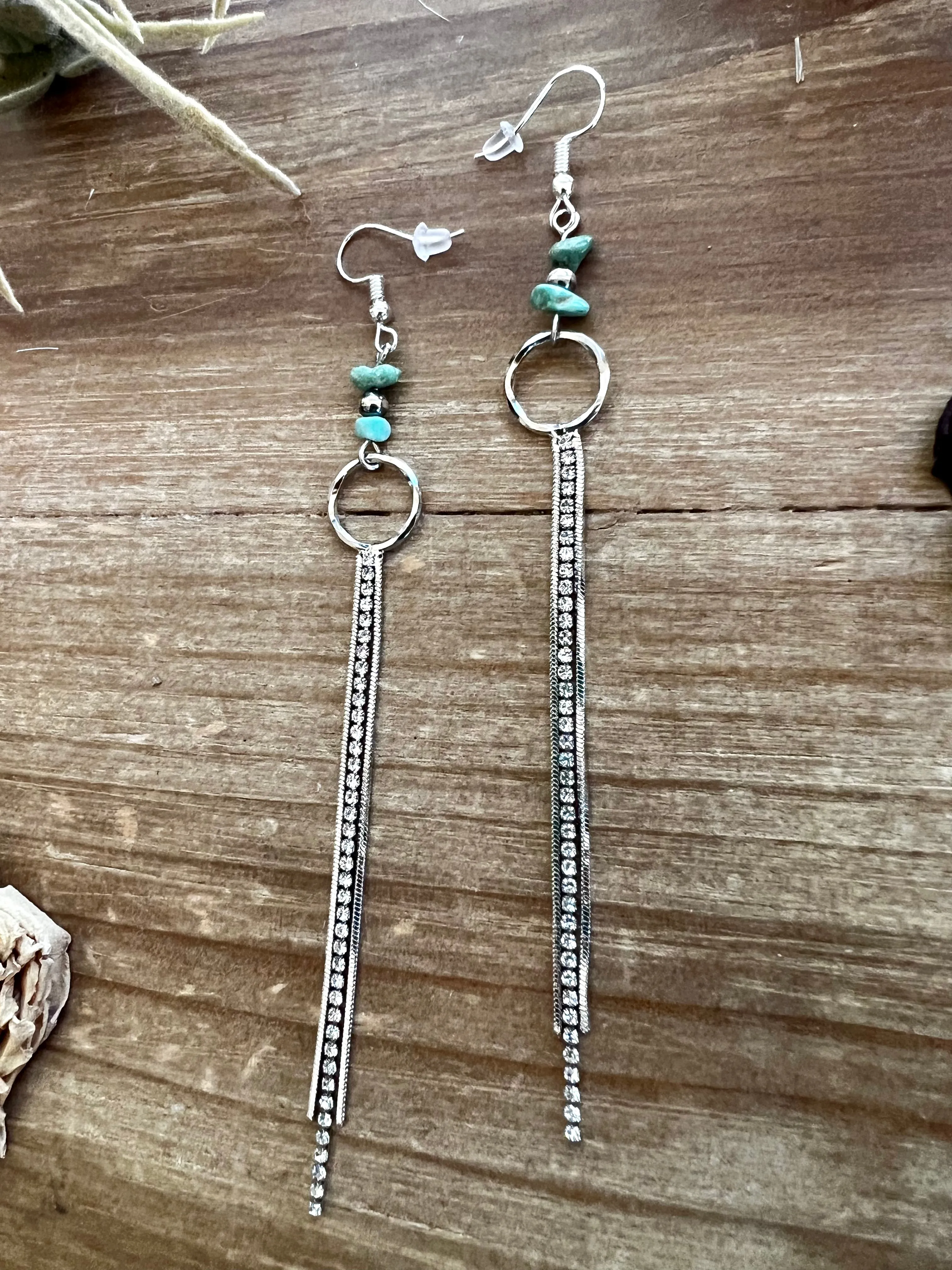 Chic dangle earrings with Sterling Silver Pearls and turquoise