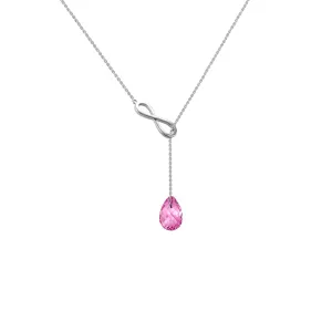 Created Pink Sapphire Infinity Necklace in Silver