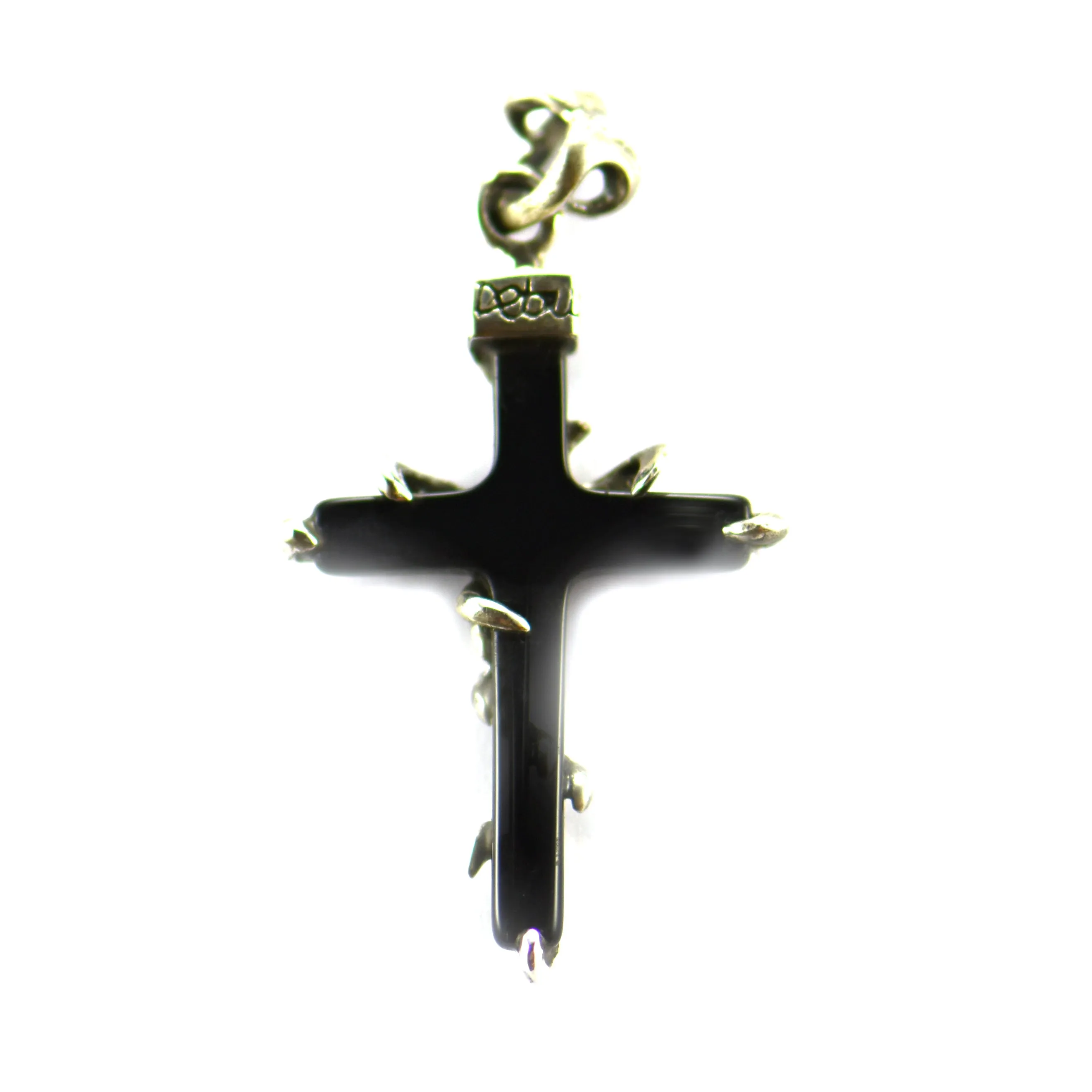 Cross silver pendant with onyx