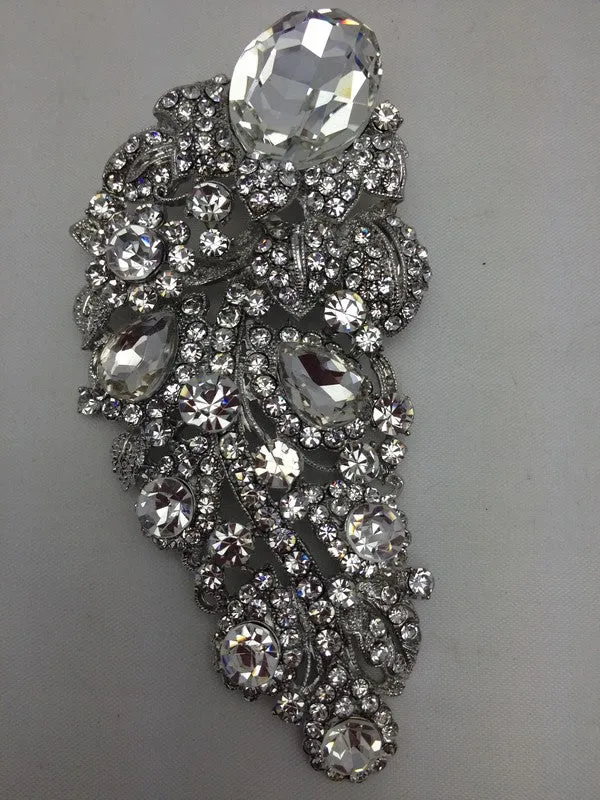 Diamante Feather Brooch