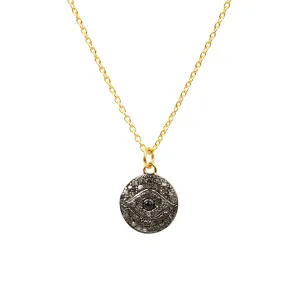 Diamond & Sapphire Evil Eye Necklace Gold