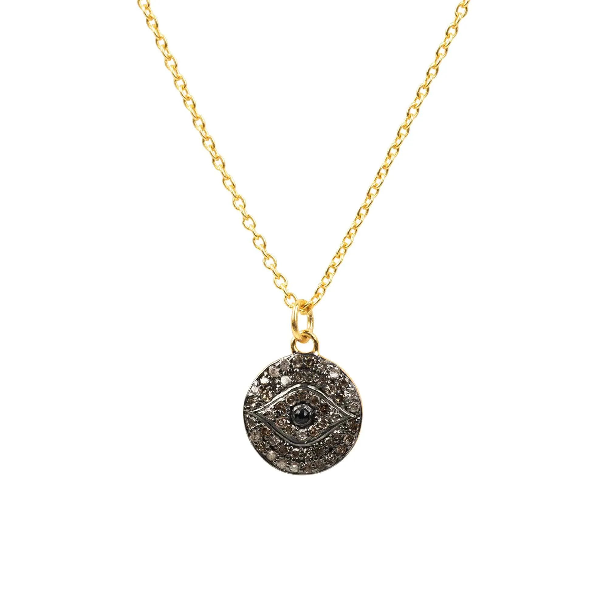 Diamond & Sapphire Evil Eye Necklace Gold