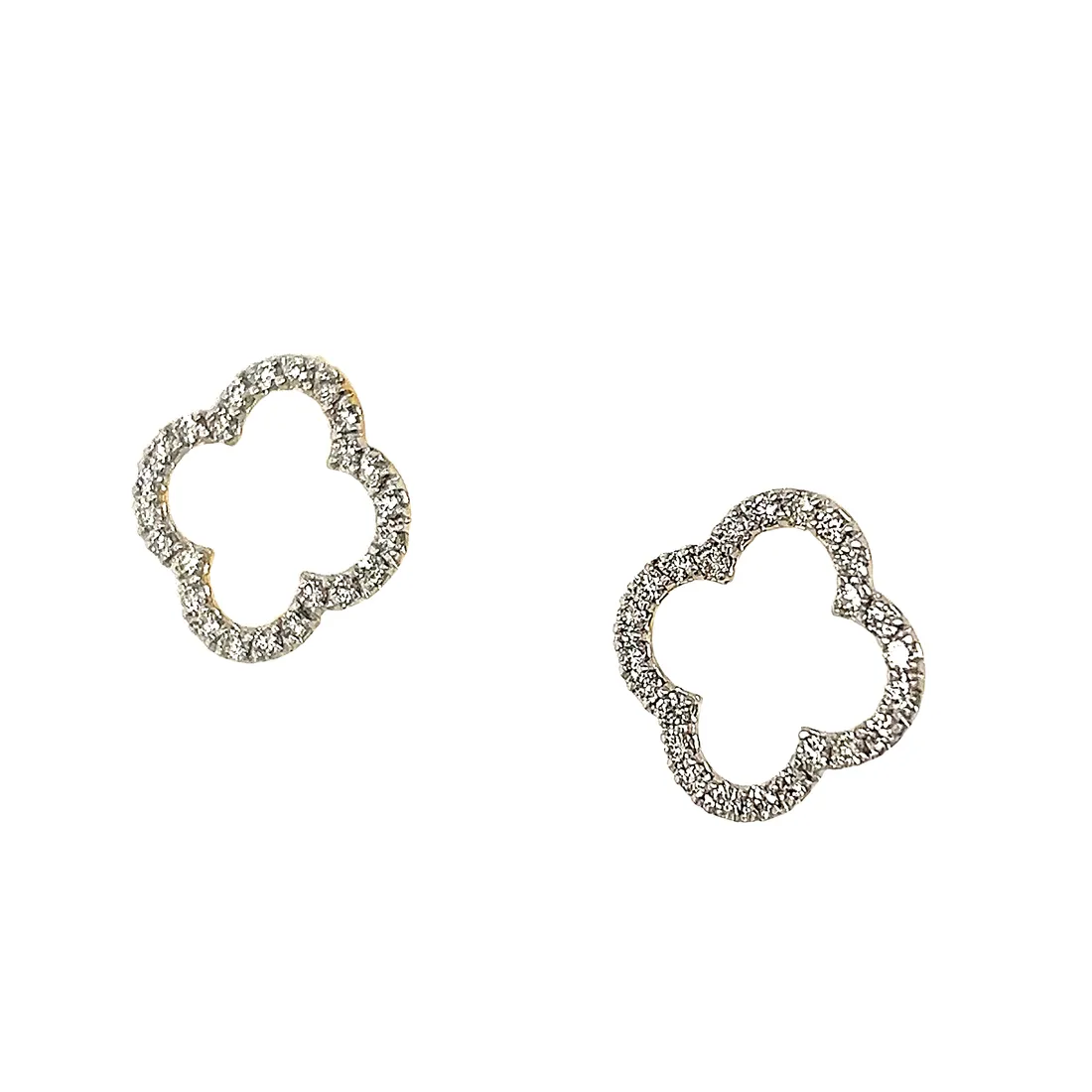 Diamond Open Clover Earrings