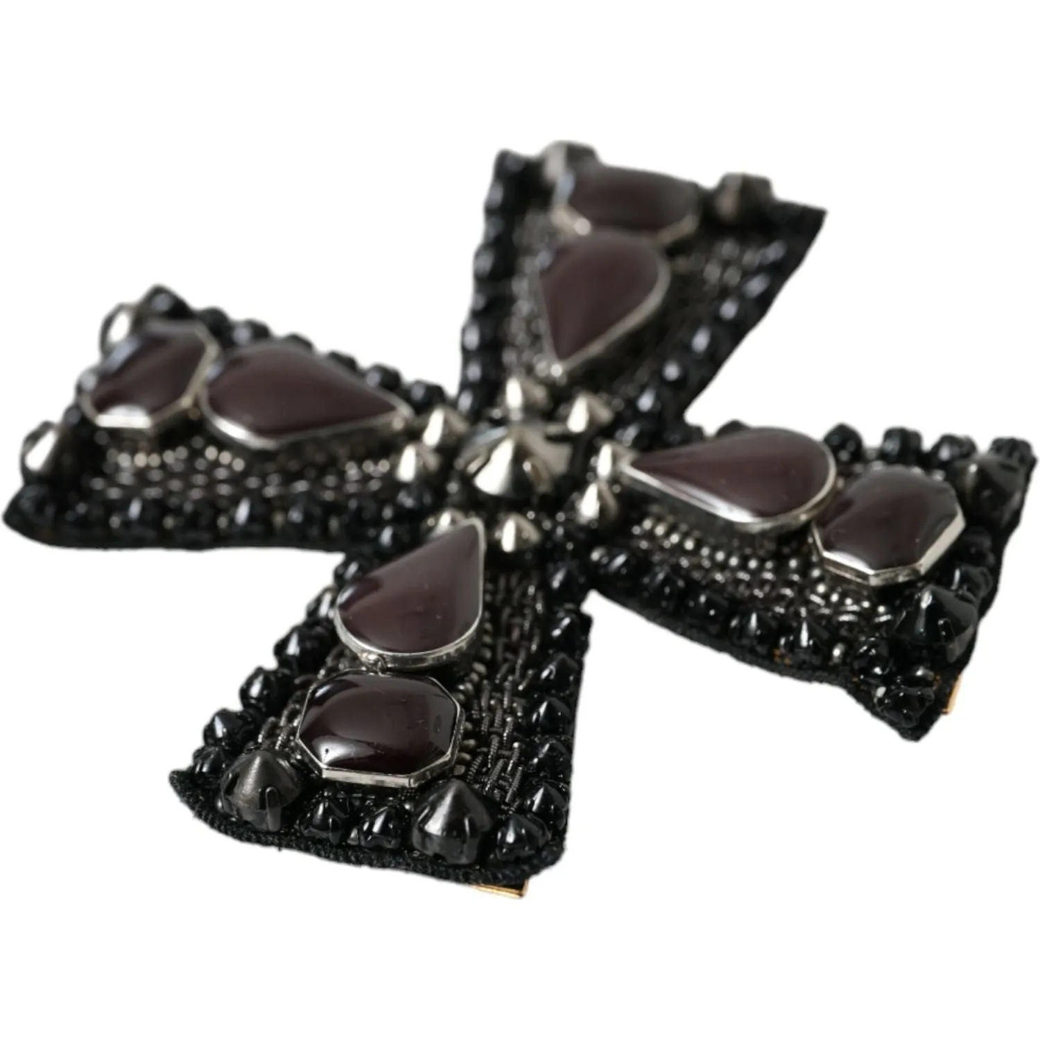 Dolce & Gabbana Black Crystals Embellished Cross Pin Brooch