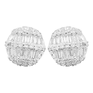 Domed Baguette Diamond Earrings .37cttw 10K Yellow Gold